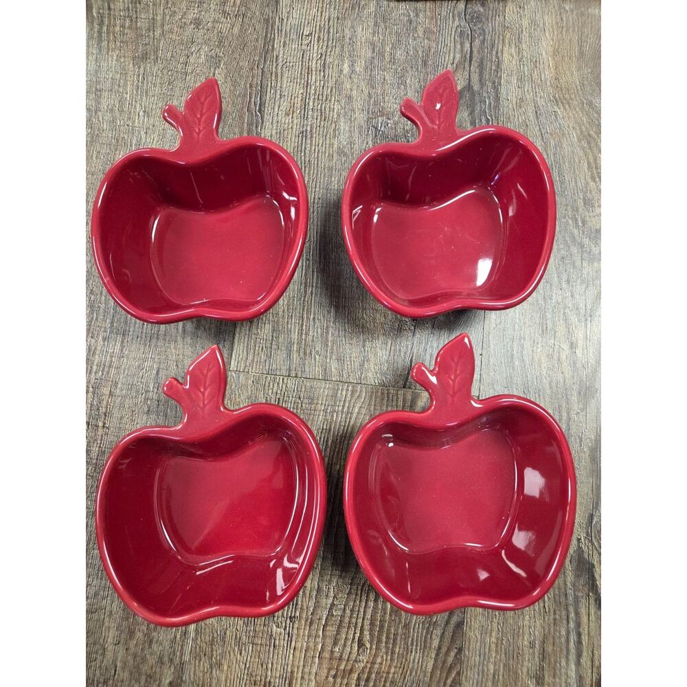 Chantal Small Apple Red Serving Bowls 1 Cup Each Size - Set of 4 Oven Safe